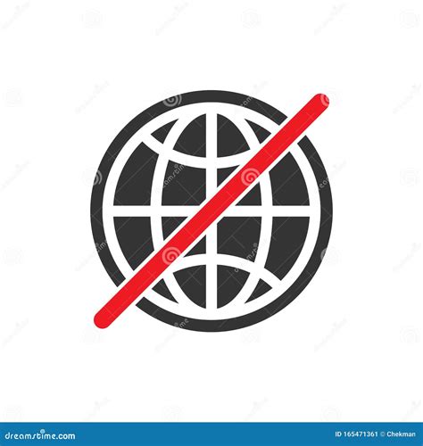 No Internet Connection Sign No Globe Vector Icon Stock Illustration