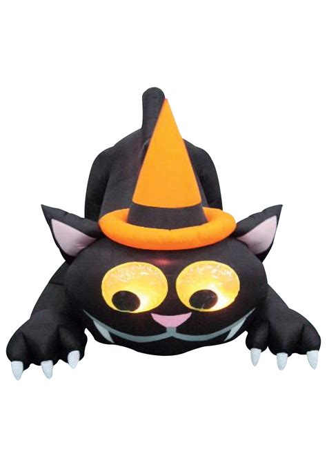 Animated Airblown Black Cat W Hat Inflatable Witch