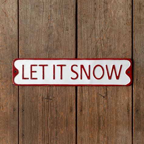 Rustic Farmhouse Let It Snow Metal Wall Sign