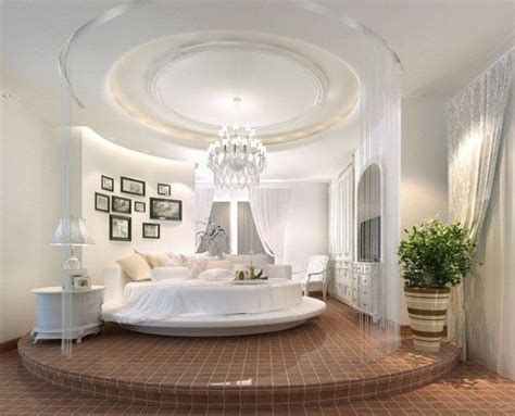 Elegant Round Bedroom Design Round Bed Crystal Chandelier White Bedroom
