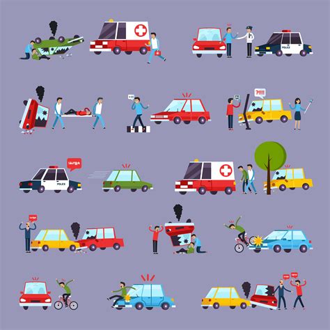 Road Accident Icons Set 482240 Vector Art At Vecteezy