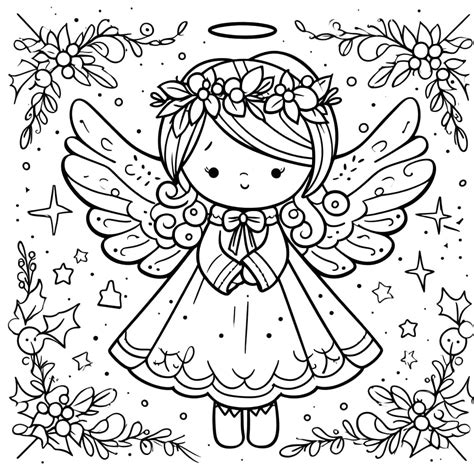 Cute Christmas Angel Coloring Page Download Print Or Color Online