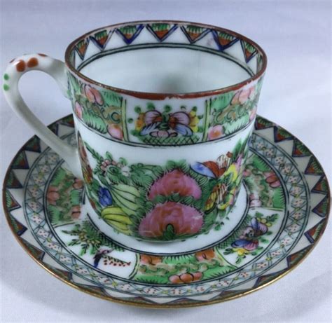 Antique Rose Medallion Demitasse Cup And Saucer Turkish Coffee Cups