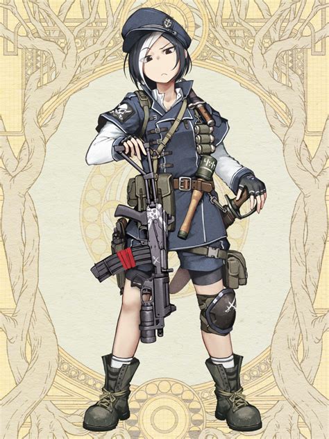 Hetza Hellshock Dairoku Ryouhei 1girl Ak 47 Ammunition Anchor