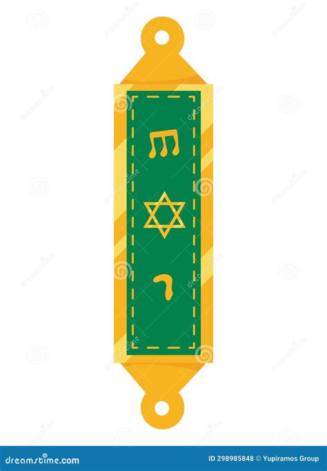 Jewish Mezuzah Green Illustration Stock Illustration Illustration Of