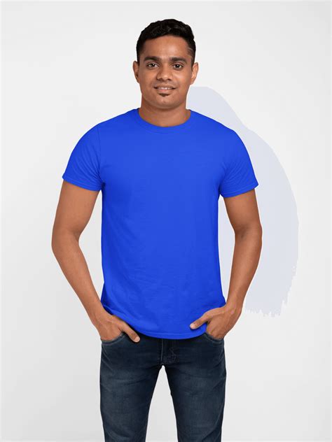 Mens Round Neck Plain T Shirt Royal Blueregular Fit Cool Vibe