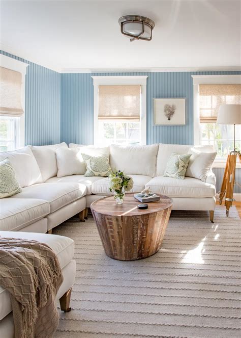 Coastal Living Room With Cornflower Blue Walls | HGTV