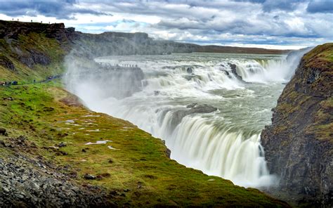 Gullfoss Waterfall In Iceland Desktop Wallpaper Hd Resolution