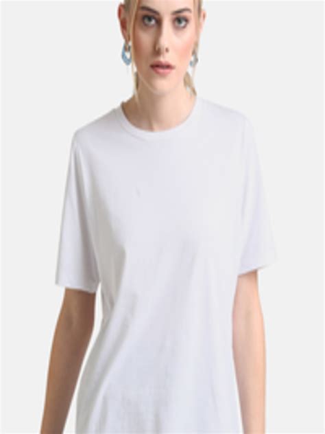 Buy Kazo Women White Solid Cotton T Shirt Tshirts For Women 17713966