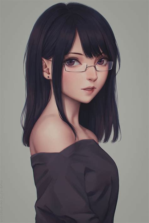 Beautiful Megane Girl Original Anime Character Digital Art By Miura