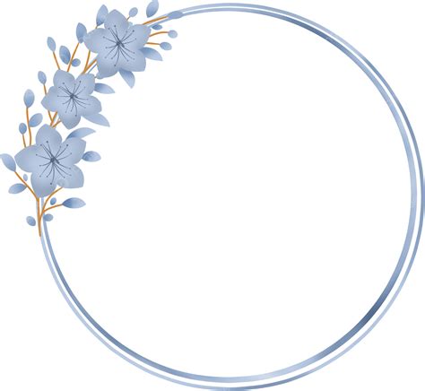 Bingkai Bunga Lingkaran Biru PNG , Bingkai Bunga, Bingkai Lingkaran