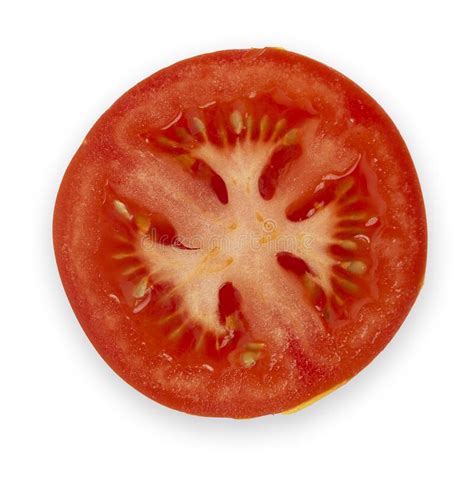 Slice Of Red Fresh Tomato Isolated Isolated On White Background Stock