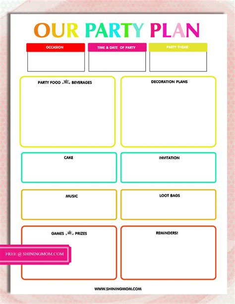 Free Printable Party Planning Template Party Planner Template Party