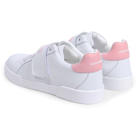 Dolce And Gabbana Girls Logo Velcro Sneakers In White Bambinifashioncom