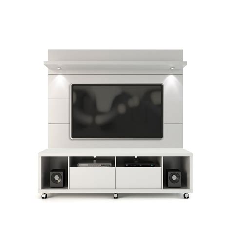 Manhattan Comfort Cabrini Tv Stand And Wall Tv Panel White Gloss
