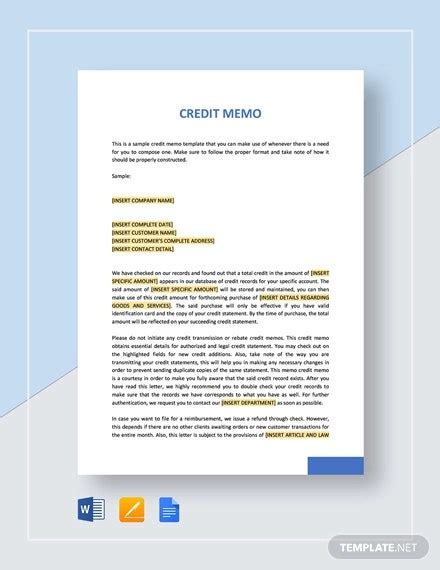Credit Memo Template - 18+ Free Word, Excel, PDF Documents Download ...