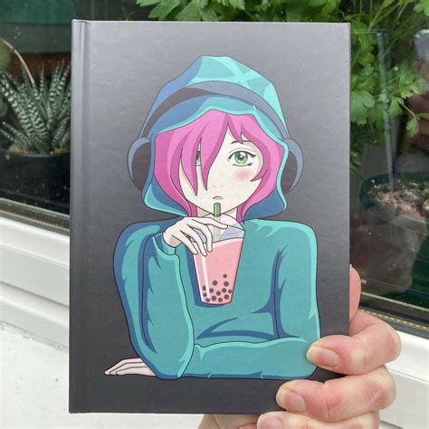 Personalised Anime Girl Hardback Journal Notebook By Flaming Imp