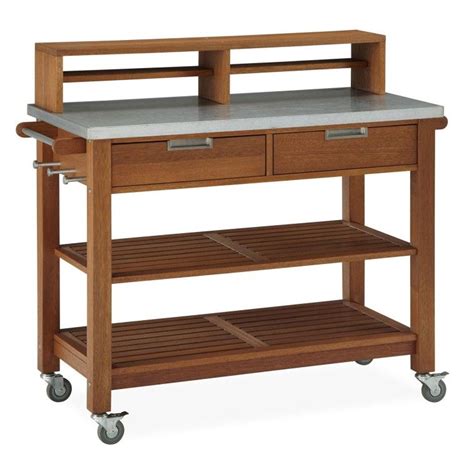 A great bar cart offers a solution to your bottle storing woes—not only does it offer storage space, but it creates a sense of display, all while adding. Wooden Outdoor Bar Cart On Wheels With Metal Countertop 2 ...