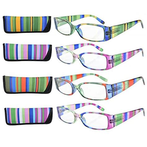 eyekepper 4 pack spring hinge stripe temples reading glasses women 0 75