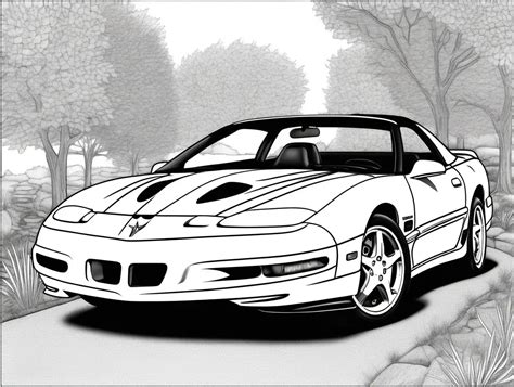 Detailed Coloring Page For Adults 1997 Pontiac Firebird Formula WS6