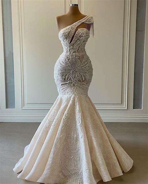 The Fitted Sheath Pearl Beaded Mermaid Wedding Gown Etsy