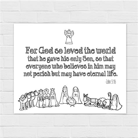 Print coloring pages by moving the cursor over an image and clicking on the printer icon in its upper right corner. For God So Loved the World {digital download} John 3:16 ...
