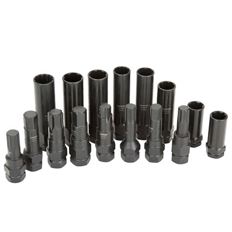 16pc Locking Lug Nut Master Key Set CrMo SAE and Metric Wheel Lock