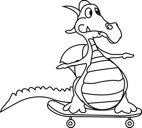 Cartoon Dragon Very Funny Coloring Page Dinosaur Coloring Pages