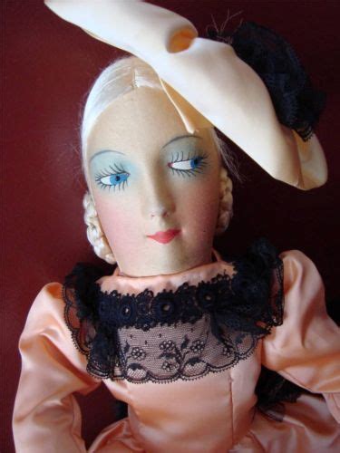 Antique Vintage 1920s French Boudoir Bed Doll Silk Mask Face Flapper Art Deco Lady Doll