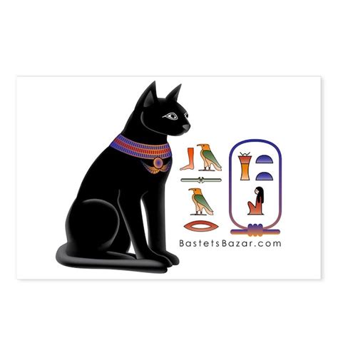 Cat Bastet And Egyptian Hieroglyphics Postcards Pac By Bastetsbazar