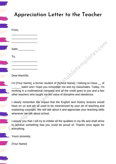 Appreciation Letter To A Teacher Pdf And Word Pack Of 5 Premium