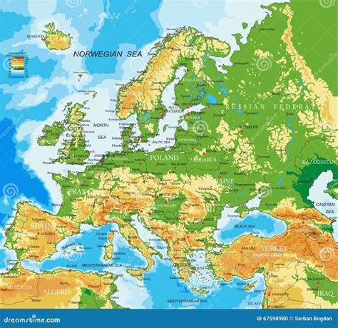 Europa Mapa Físico Ilustración Del Vector Imagen 67598980