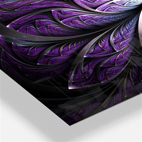 Designart Glittering Purple Fractal Flower Floral Metal Wall Art At