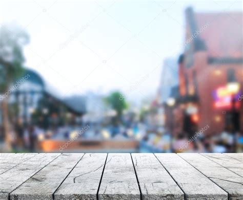 Table Top And Blur Building Background — Stock Photo