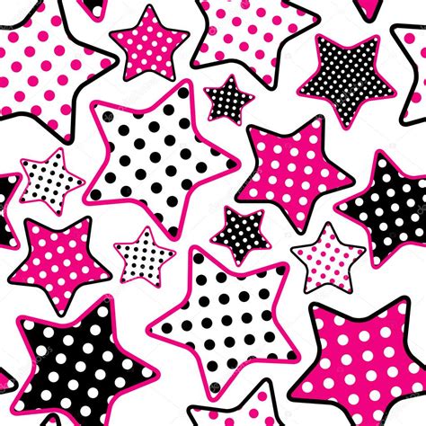 Pink And Black Pattern Pattern With Pink And Black Stars Stock