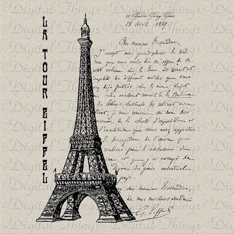 French Eiffel Tower Script Calligraphy Printable Print Digital Etsy