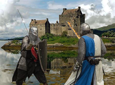 Two Men Wearing Armor Castle Background Knights Medieval Knights