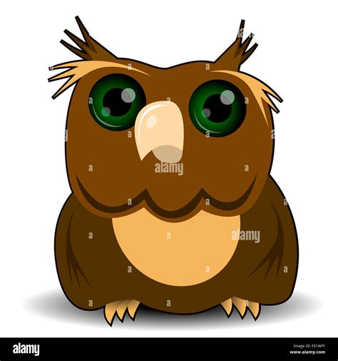 Illustration Goggle Eyed Wise Owl With Green Eyes Stock Photo Alamy