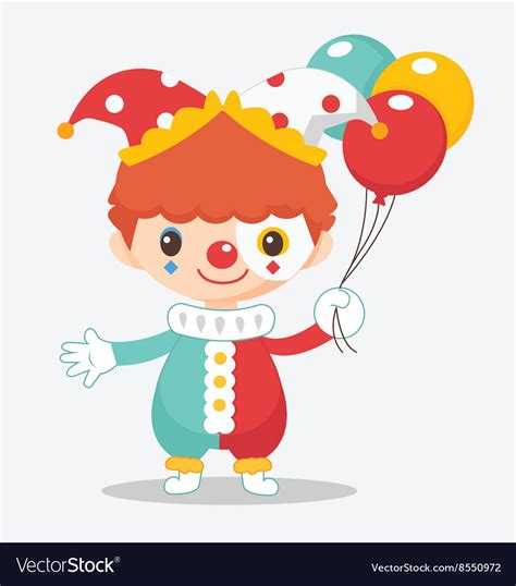 Cute Clown With Balloon Royalty Free Vector Image