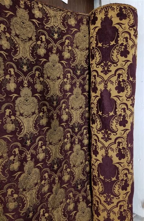 Damask Chenille Fabric Upholstery Fabric Wine Gold 54 Width Sold By