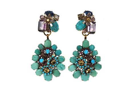 Turquoise Flower Paradise Drop Earrings Iradj Moini Contemporary Drop