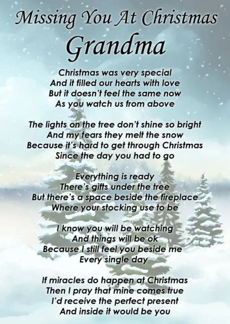 MISSING YOU AT Christmas Grandma Memorial Graveside Poem Card Stake F PicClick UK