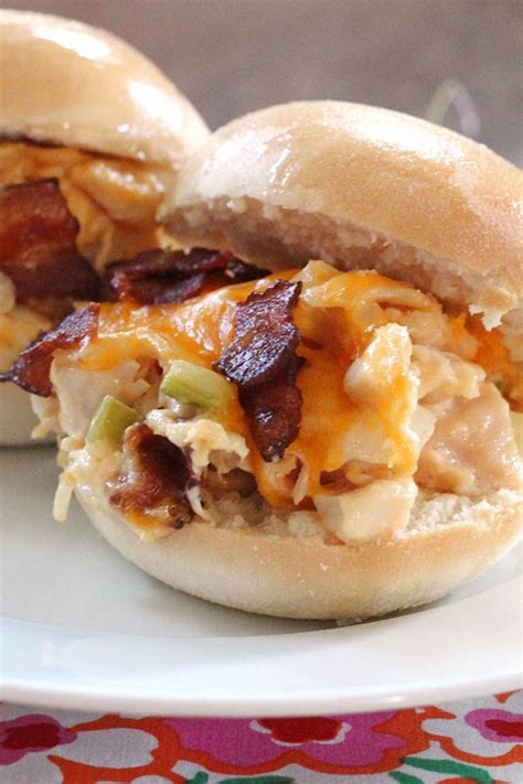 Jam Hands Hot Cheesy Chicken Bacon Sandwiches Slow Cooker
