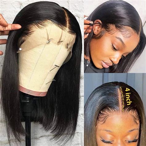 Blunt Cut Bob Wig 14 Inch 4×4 Lace Closure Human Hair Wig For African