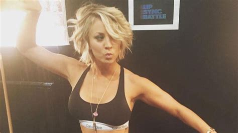 Kaley Cuoco Bares Her Toned Bod In A Bra And Cut Off Shorts Entertainment Tonight