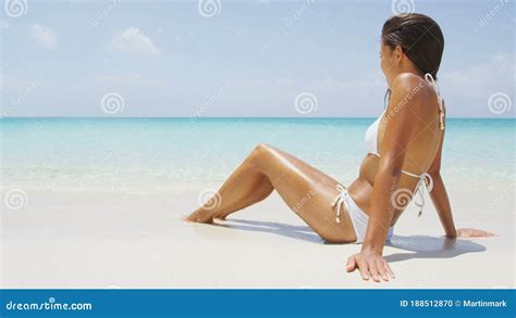 Beach Bikini Body Woman Relaxing Sun Tanning At Tropical Luxury Destination Stock Footage