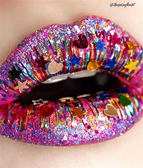 Inspo Obsessed With Theminaficents Lip Art Using Tinsel Lashes And