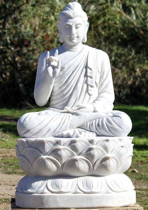 White Marble Gandhara Buddha Statue In Karana Mudra Used To Channel