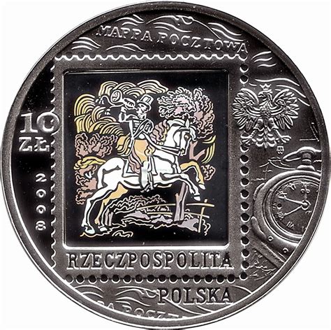 2008 Poland 10 Zloty 450 Years Post Service Holo Silver Coin Proof 14
