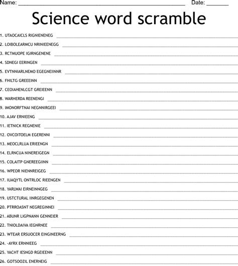 ️science Scramble Words Worksheet Free Download